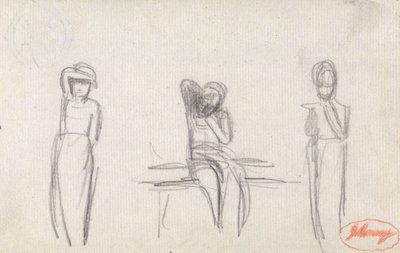 Drie studies van een jong meisje door George Romney