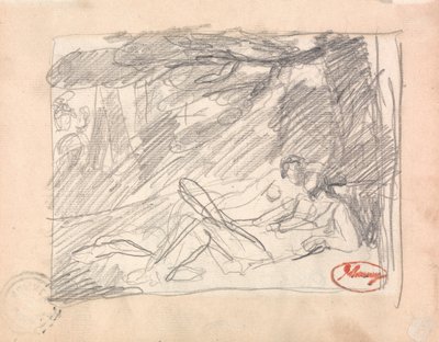 Twee geliefden in een landschap door George Romney