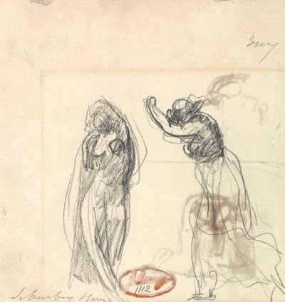 Twee schetsen van een vrouwenfiguur door George Romney
