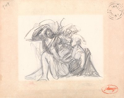 Onbekend onderwerp: Liggende vrouw en andere figuren door George Romney