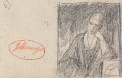 Vrouw die haar hoofd op een gebogen arm laat rusten door George Romney