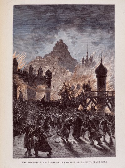 Een immense helderheid verdreef de schaduwen van de nacht (pagina 330) in "Michel Strogoff" door Jules Verne door George Roux