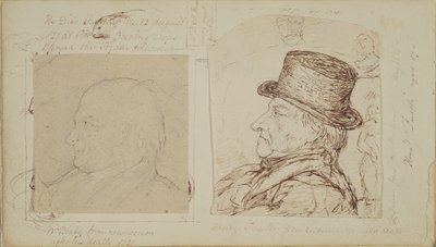 Studies van konijnen met superimposed portretten van William Blake en Henry Fuseli door George Samuel