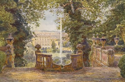 Italiaanse tuinen: Bovenste terras, Villa Corsini door George Samuel Elgood