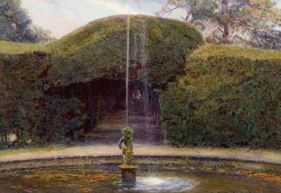 Het donkere prieel bij Melbourne Hall, Derbyshire (kleurenlitho) door George Samuel Elgood
