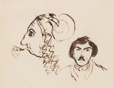 Zelfportret met Portret van Delacroix door George Sand