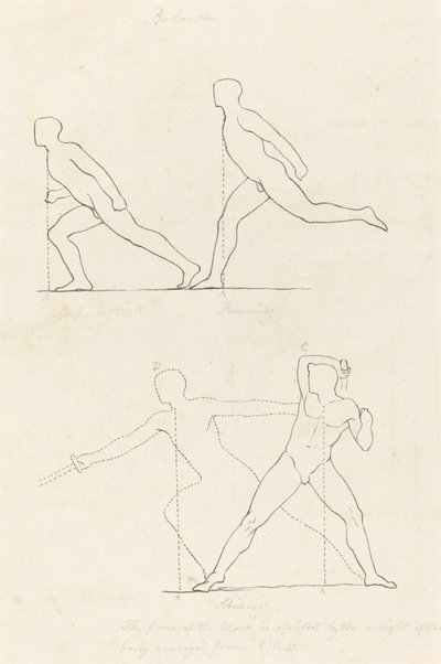 Voorbereiden om te rennen; Rennen; Slaan door George Scharf after John Flaxman