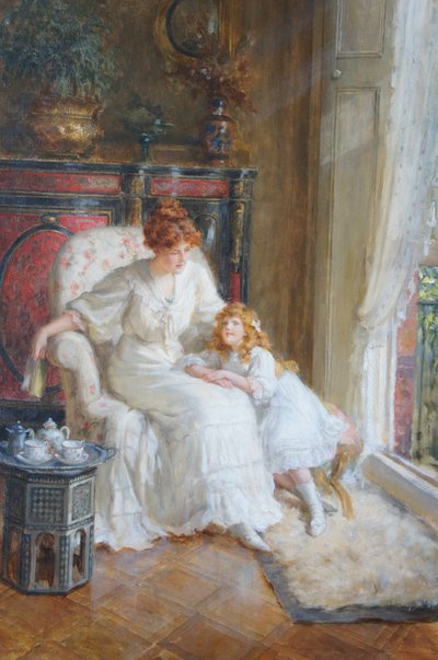 Moeder en Dochter tijdens Theetijd door George Sheridan Knowles