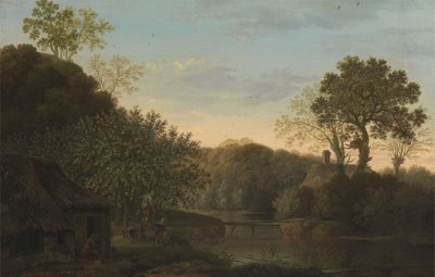 Een herfstlandschap met appelplukkers door George Smith