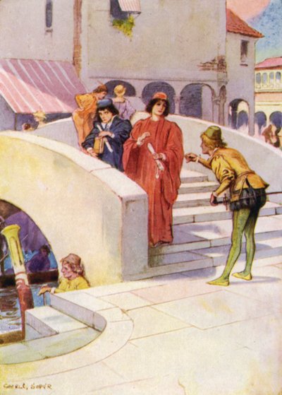 Bassanio stuurde Gratiano achter Portia aan met de ring door George Soper