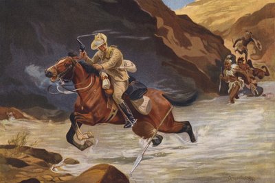 Koerier aangevallen door Afrikaanse krijgers door George Soper