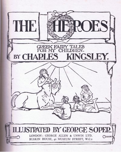 Titelpagina ontwerp, uit The Heroes gepubliceerd door George Allen en Unwin 1929 door George Soper