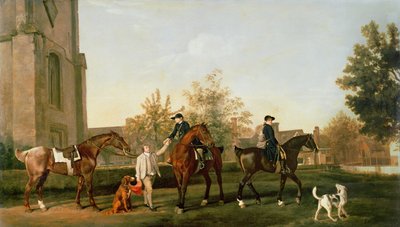 De jachtknechten van Lord Torrington vertrekken vanuit Southill, Bedfordshire, c.1765-8 door George Stubbs