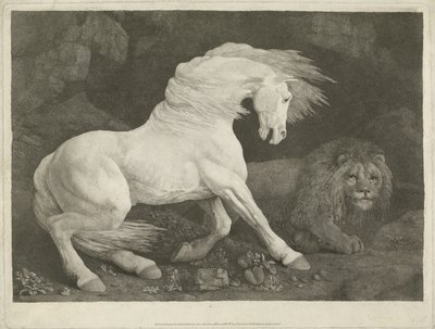 Het Paard en de Leeuw, 1770 (mezzotint) door George Townley Stubbs
