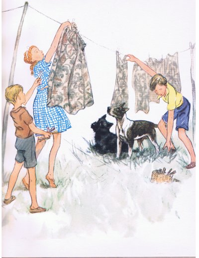 De was aan de lijn hangen - Nobby de Bull Terrier en Ferdinand de Aberdeen, uit Pets Limited uitgegeven door Collins door George Vernon Stokes