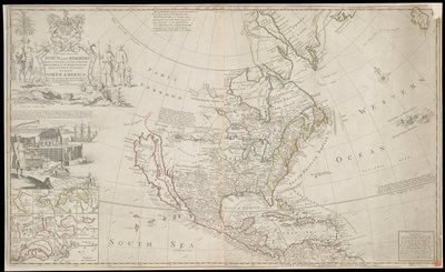 Kaart van Noord-Amerika, ca. 1720 door George Vertue