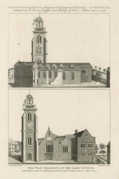 Twee Uitzichten van St Martin in the Field door George Vertue