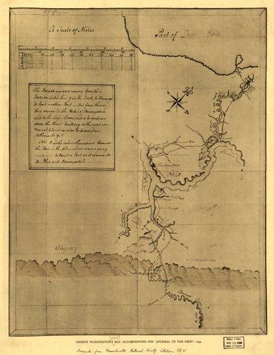 Kaart van George Washington bij zijn "journal to the Ohio", 1754. LOC 99446116 door George Washington