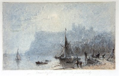 Maanlicht - vanaf de Pier Whitby door George Weatherill