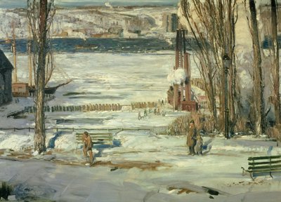 Een ochtend sneeuw - Hudson River, 1910 door George Wesley Bellows