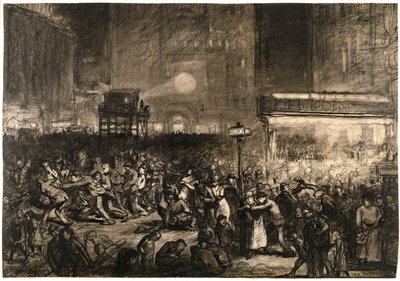 Verkiezingsnacht op Times Square door George Wesley Bellows