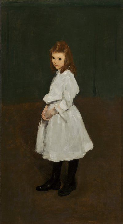 Klein meisje in het wit, Queenie Burnett, 1907 door George Wesley Bellows