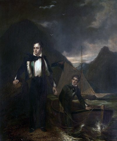 6e Lord Byron en zijn dienaar Robert Rushton door George after Sanders