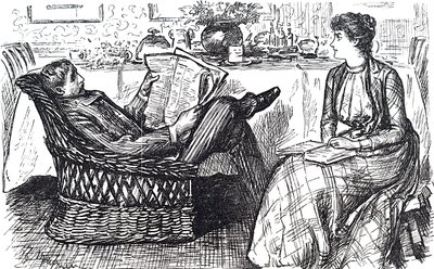 Een echtpaar dat leest door George du Maurier