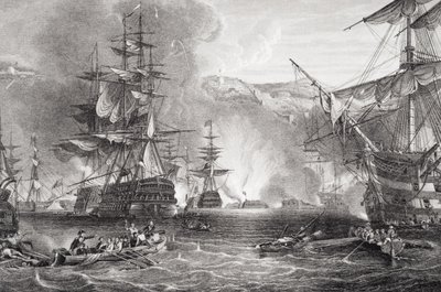 Het bombardement van Algiers, 27 augustus 1816, uit `Illustraties van Engelse en Schotse geschiedenis