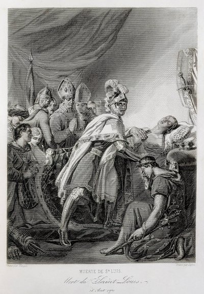 LODEWIJK IX, Saint Louis, van Frankrijk (gravure) door Georges (after) Rouget