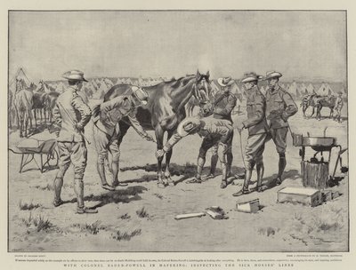 Met kolonel Baden-Powell in Mafeking, inspectie van de zieke paardenlijnen door Georges Bertin Scott