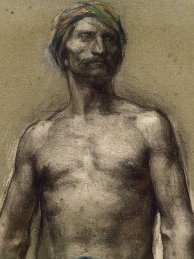 Studie van naakte man met tulband (detail) (circa 1888). George Desvallieres (1861-1950). Pastel op papier. Musée des Beaux-Arts de la Ville de Paris, Petit Palais. door Georges Desvallieres