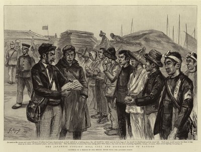 De oproep en rantsoendistributie van Japanse koelies door Georges Ferdinand Bigot