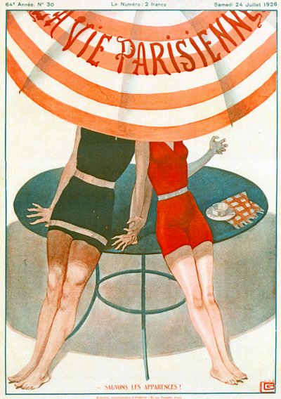 Hand in hand, illustratie uit "La Vie Parisienne door Georges Leonnec