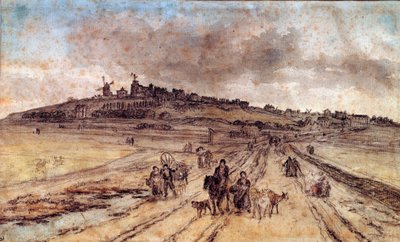 Uitzicht vanaf Montmartre naar Parijs door Georges Michel