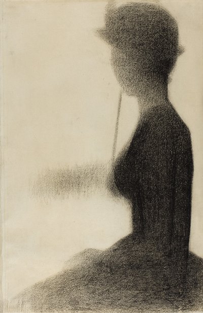 Zittende vrouw met een parasol door Georges Pierre Seurat