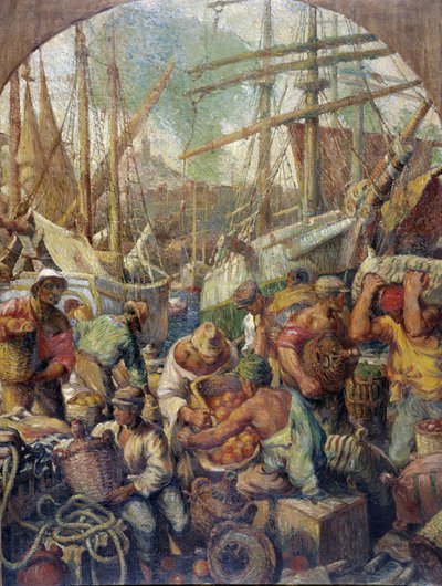 Het lossen van goederen door Georges Pomerat