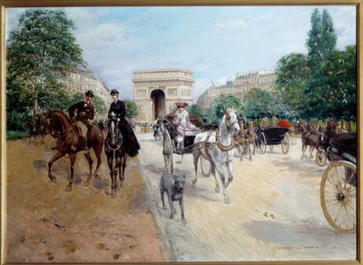 Ruiters en koppelaars op de avenue du bois in Parijs door Georges Stein