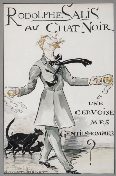 Rodolphe Salis au Chat Noir, ca. 1890 door Georges Tiret Bognet