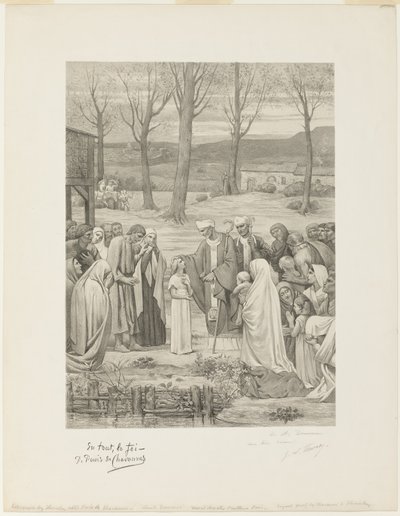 Pastoraal leven van Sainte Geneviève (middenpaneel) door Georges William Thornley