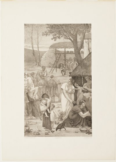 Pastoraal leven van Sainte Geneviève (rechterpaneel) door Georges William Thornley