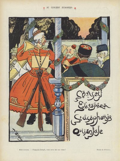 Bij het Europese concert. Illustratie voor Le Rire door Georges d 1878 1937 Ostoya