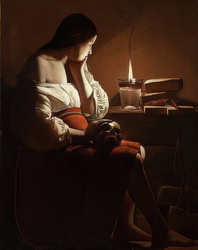 Maria Magdalena met rokende vlam door Georges de La Tour