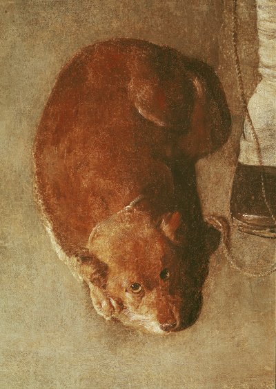 De draailierspeler met zijn hond (detail) door Georges de La Tour
