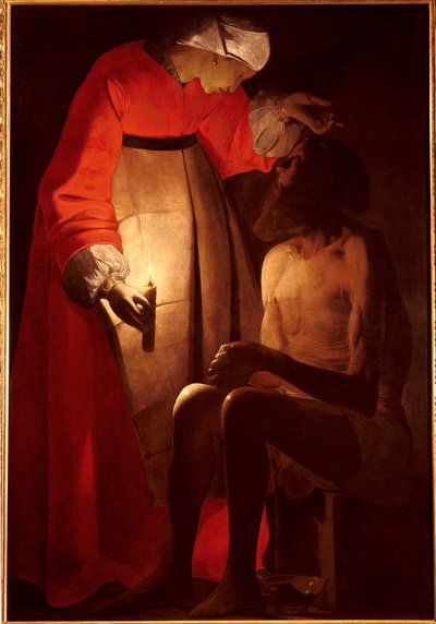 Job wordt uitgescholden door zijn vrouw. Schilderij door Georges De La Tour (1593-1652) door Georges de La Tour