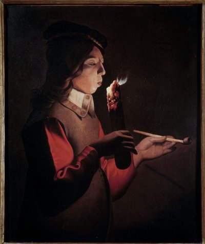 De jonge roker Schilderij door Georges de La Tour (1593-1652) door Georges de La Tour