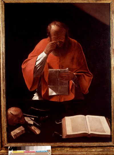 Afbeelding van Sint Hiëronymus lezend, schilderij door Georges de La Tour door Georges de La Tour