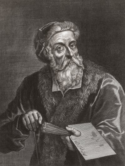Titiaan. Portret. (prent) door Gerard (after) Edelinck