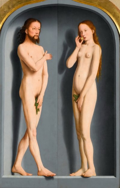 Adam en Eva Sedano Familie Drieluik, buitenpanelen door Gerard David