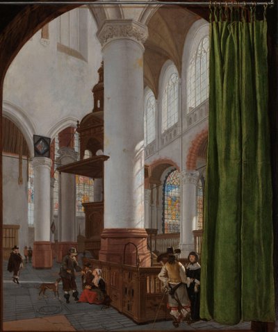 Interieur van de Oude Kerk in Delft door Gerard Houckgeest